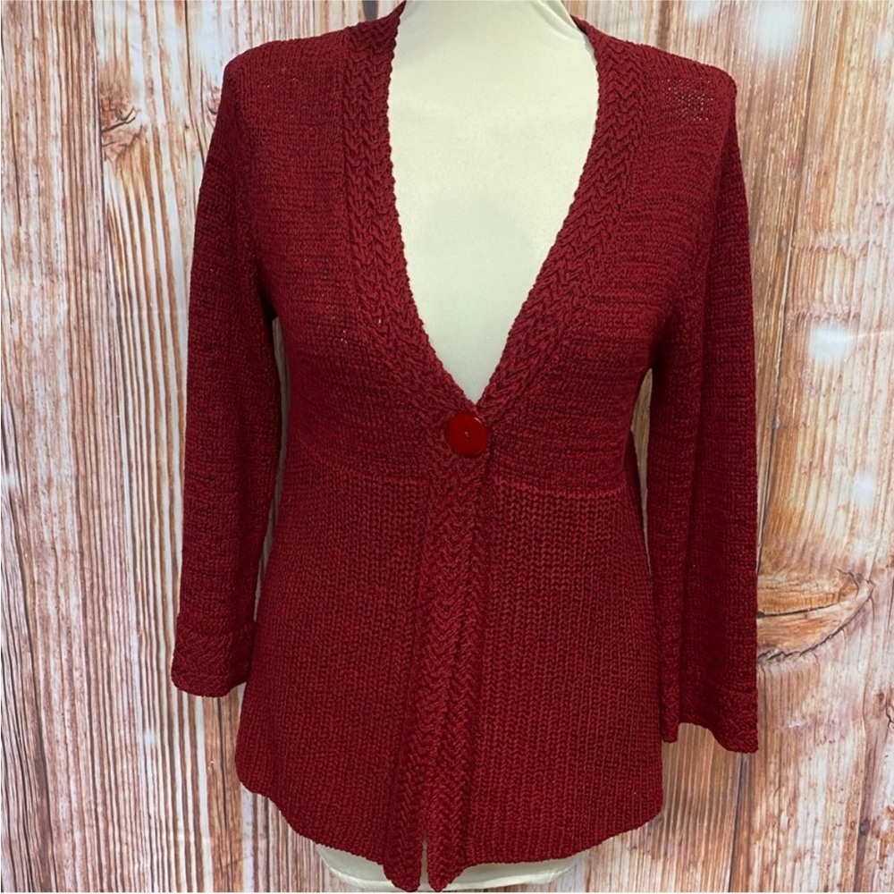 Susan Bristol Deep Red Cardigan Sweater‎